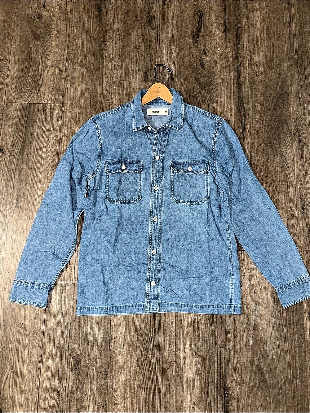 Hollister Denim Shirt Jacket 100% Cotton Blue XS Women’s